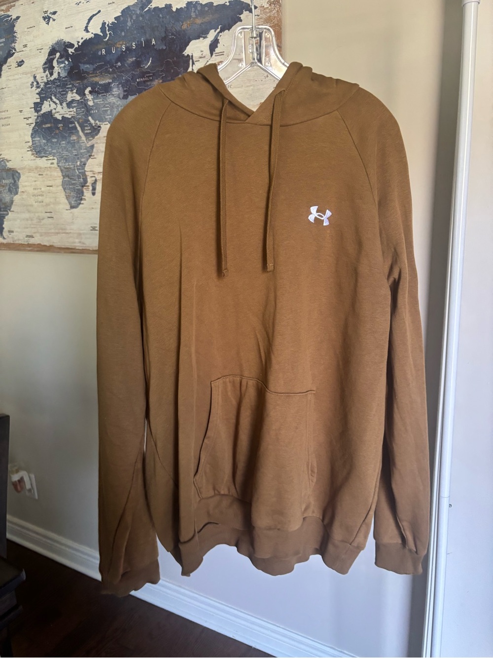 Under Armour Men's Brown Pullover Hoodie with White Logo